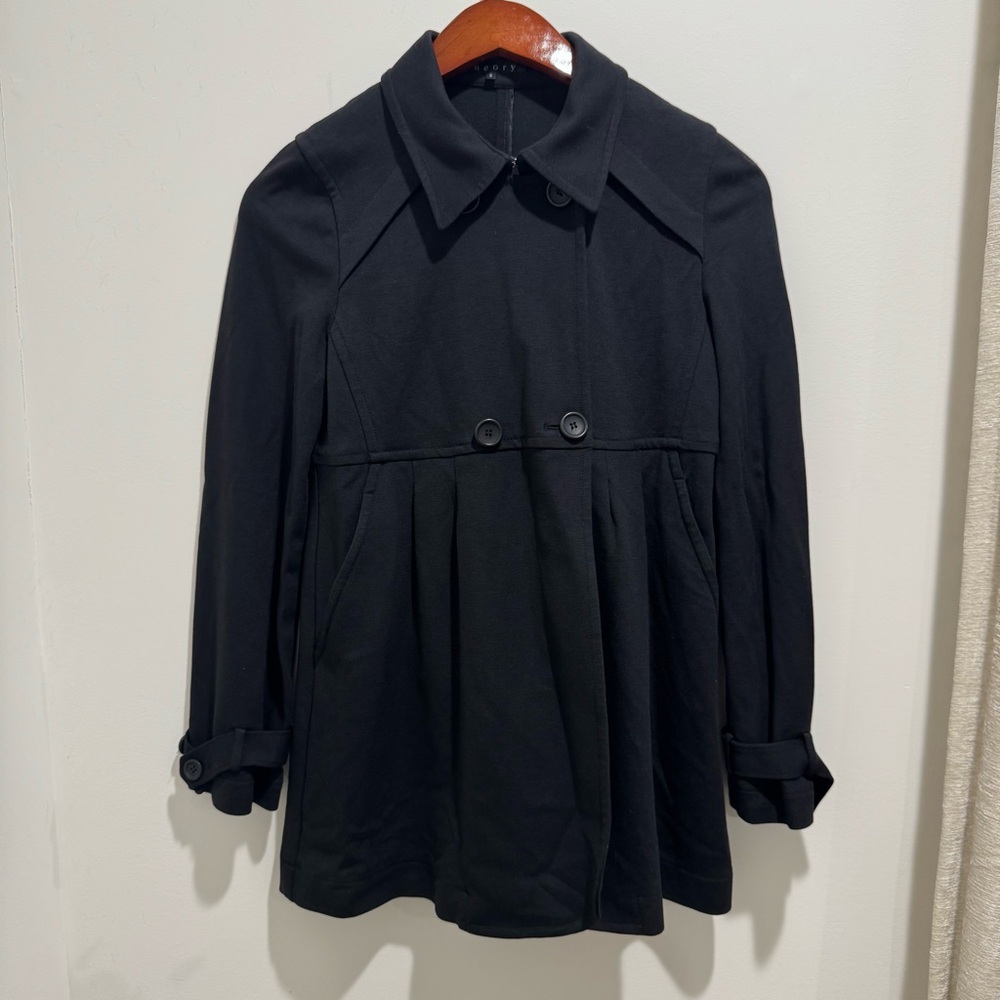 THEORY Black Button Front Peplum‎ Jacket – Size Small